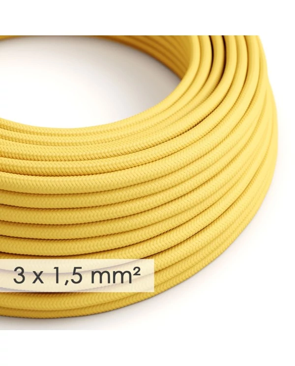 Fil Électrique De Large Section 3x1,50 Rond - Tissu Effet Soie Jaune RM10