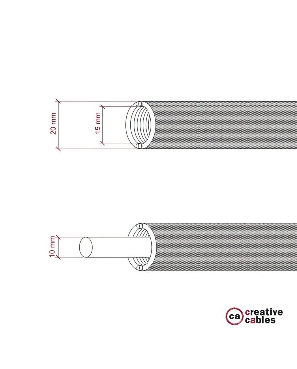 Creative-Tube, tube flexible avec revêtement tissu Effet Soie Rouge RM09, diamètre 20 mm