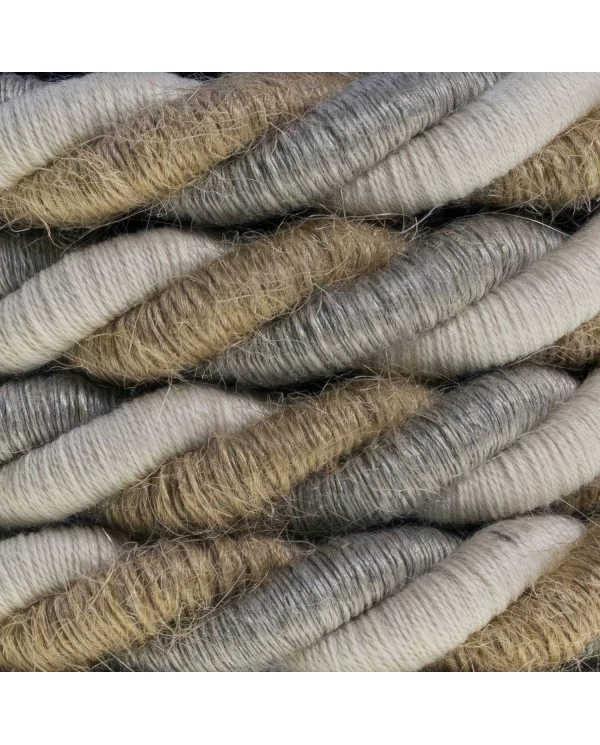 Corde XL, câble électrique 3x0,75. Revêtement en jute, coton et lin naturel Country. Diamètre 16mm.