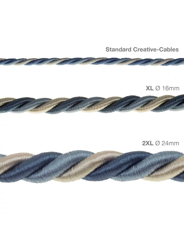 Corde XL, câble électrique 3x0,75. Revêtement en tissu lucide Bernadotte. Diamètre 16mm.