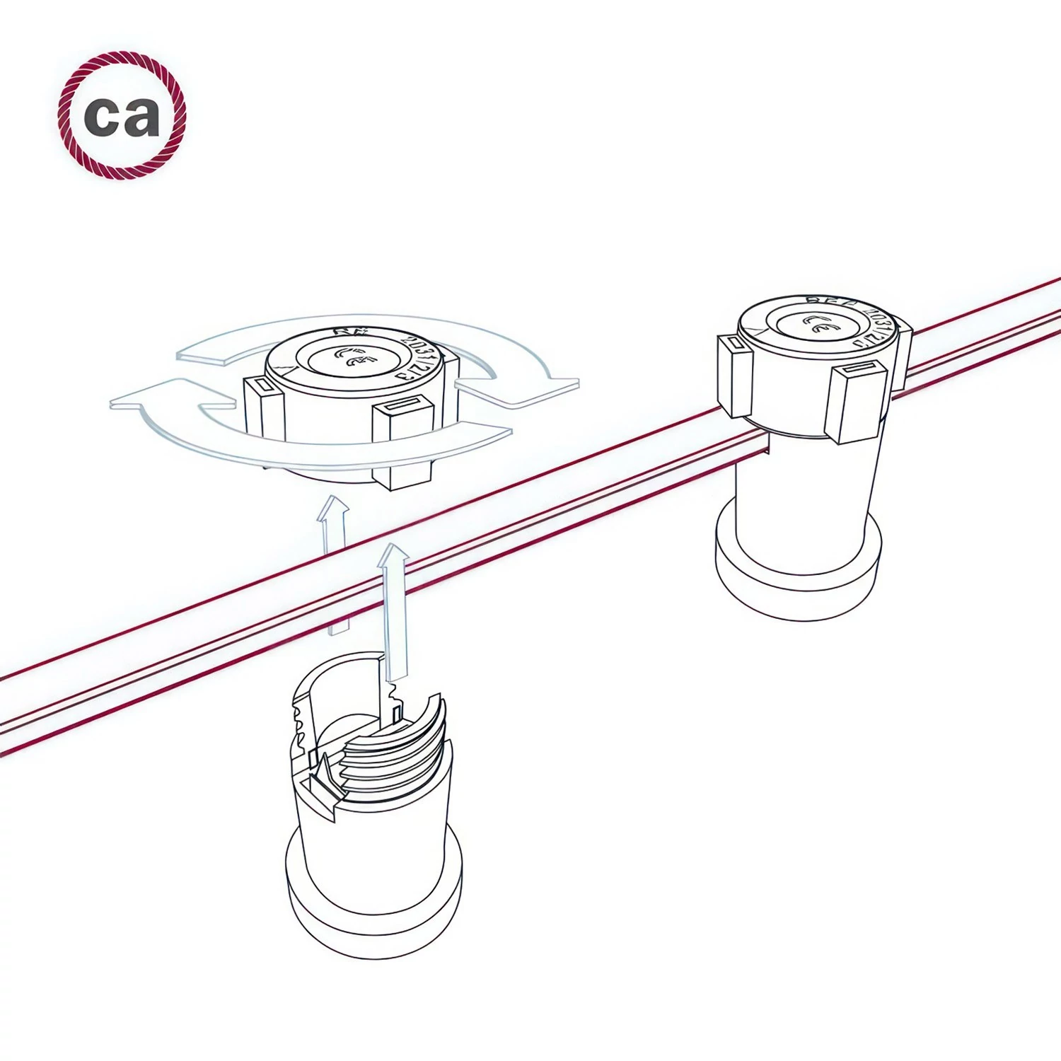 Câble électrique pour Guirlande recouvert en tissu Effet soie Jaune Fluo CF10