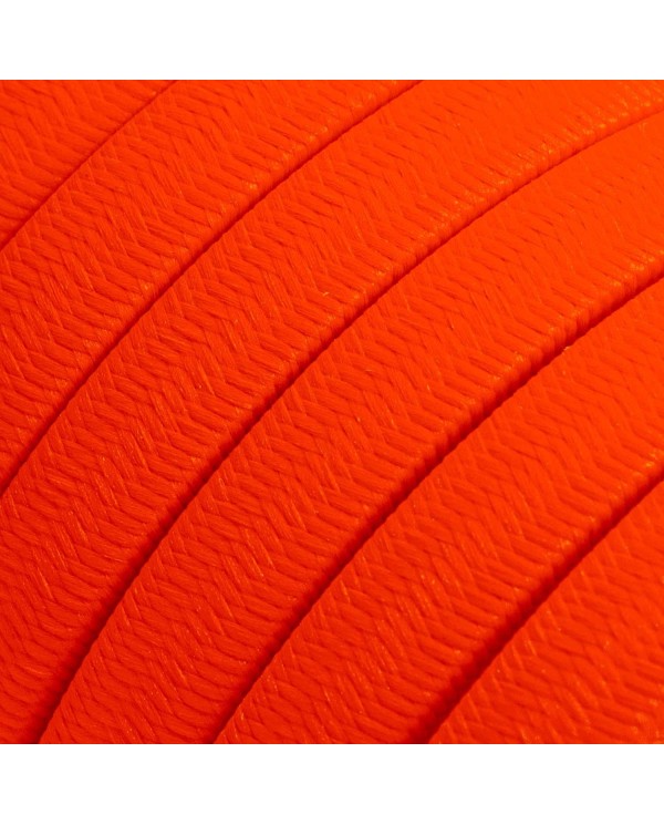 Câble électrique pour Guirlande recouvert en tissu Effet soie Orange Fluo CF15