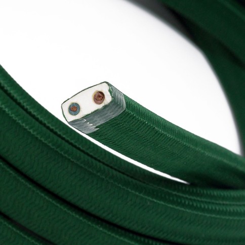 Câble électrique pour guirlande lumineuse recouvert de tissu Vert sombre CM21