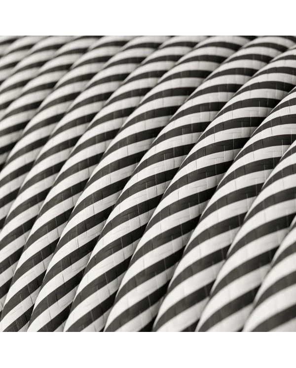 Câble textile Blanc et ardoise Vertigo brillant - L'Original Creative-Cables - ERM37 rond 2x0,75mm / 3x0,75mm