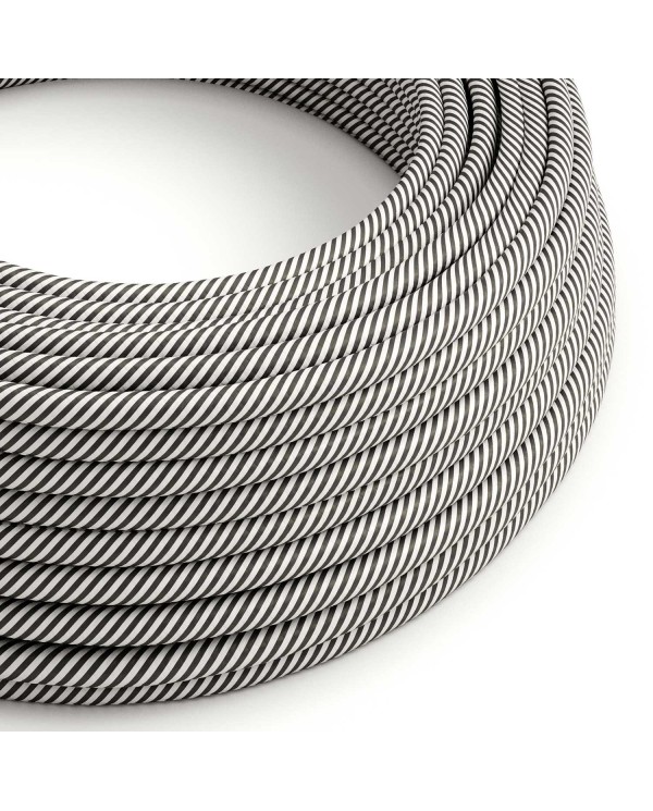 Câble textile Blanc et ardoise Vertigo brillant - L'Original Creative-Cables - ERM37 rond 2x0,75mm / 3x0,75mm