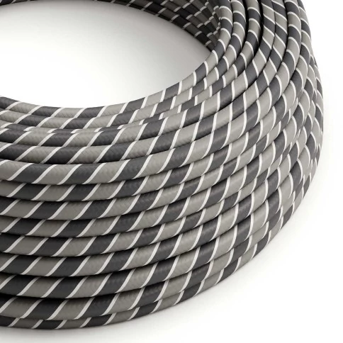 Câble textile Gris Rigimental Vertigo brillant - L'Original Creative-Cables - ERM44 rond 2x0,75mm / 3x0,75mm