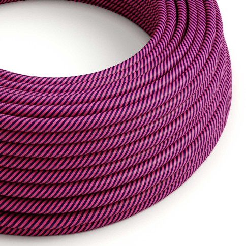 Câble textile Fuchsia et violet foncé Vertigo brillant - L'Original Creative-Cables - ERM50 rond 2x0,75mm / 3x0,75mm