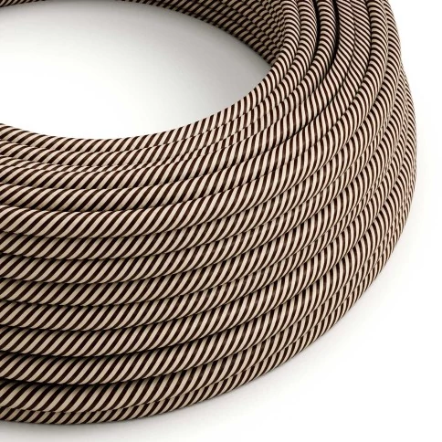 Câble textile Sable et marron foncé Vertigo brillant - L'Original Creative-Cables - ERM51 rond 2x0,75mm / 3x0,75mm