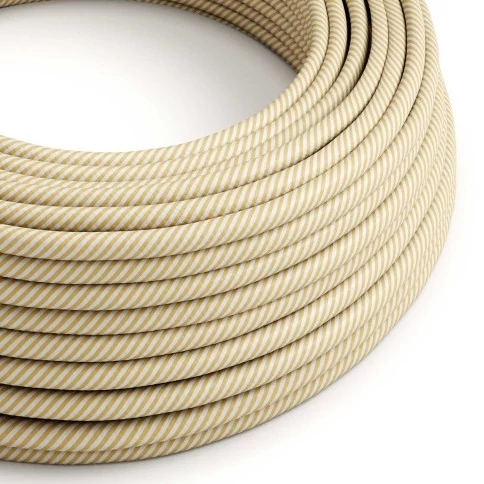 Câble textile Crème et noisette Vertigo brillant - L'Original Creative-Cables - ERM53 rond 2x0,75mm / 3x0,75mm