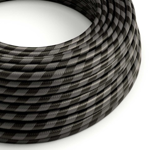 Câble textile Graphite et Noir Charbon Vertigo brillant - L'Original Creative-Cables - ERM54 rond 2x0,75mm / 3x0,75mm
