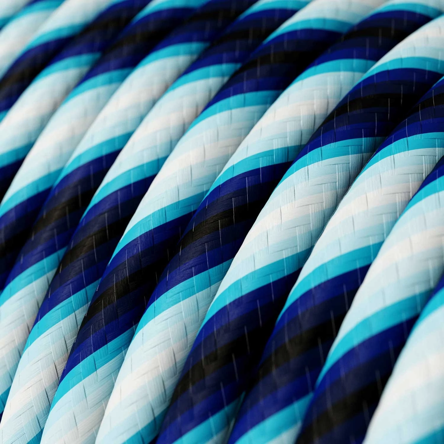 Câble textile Blue Rigimental Vertigo brillant - L'Original Creative-Cables - ERM60 rond 2x0.75mm / 3x0.75mm