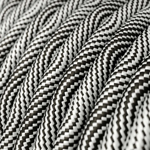 Câble textile Noir optique et argent Vertigo brillant - L'Original Creative-Cables - ERM64 rond 2x0,75mm / 3x0,75mm
