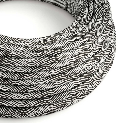 Câble textile Noir optique et argent Vertigo brillant - L'Original Creative-Cables - ERM64 rond 2x0,75mm / 3x0,75mm