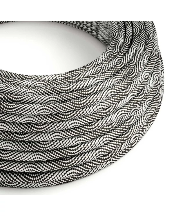 Câble textile Noir optique et argent Vertigo brillant - L'Original Creative-Cables - ERM64 rond 2x0,75mm / 3x0,75mm