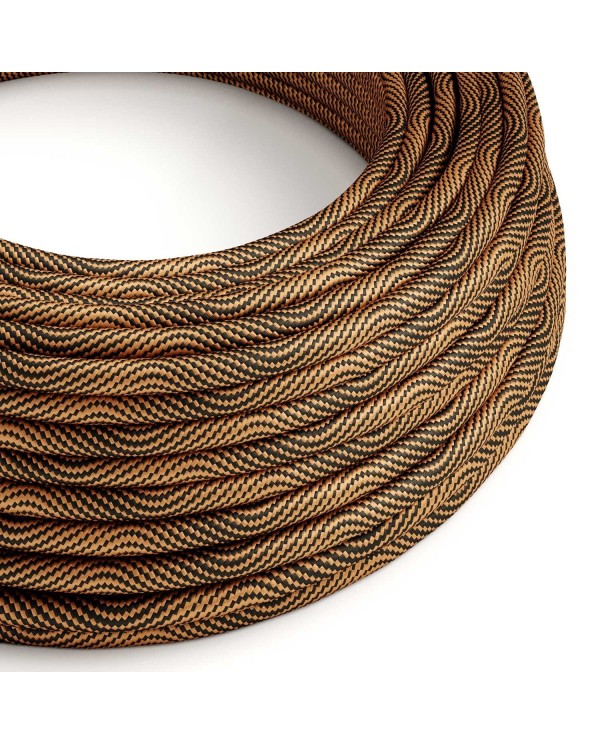 Câble textile Noir optique et cuivre Vertigo brillant - L'Original Creative-Cables - ERM66 rond 2x0,75mm / 3x0,75mm