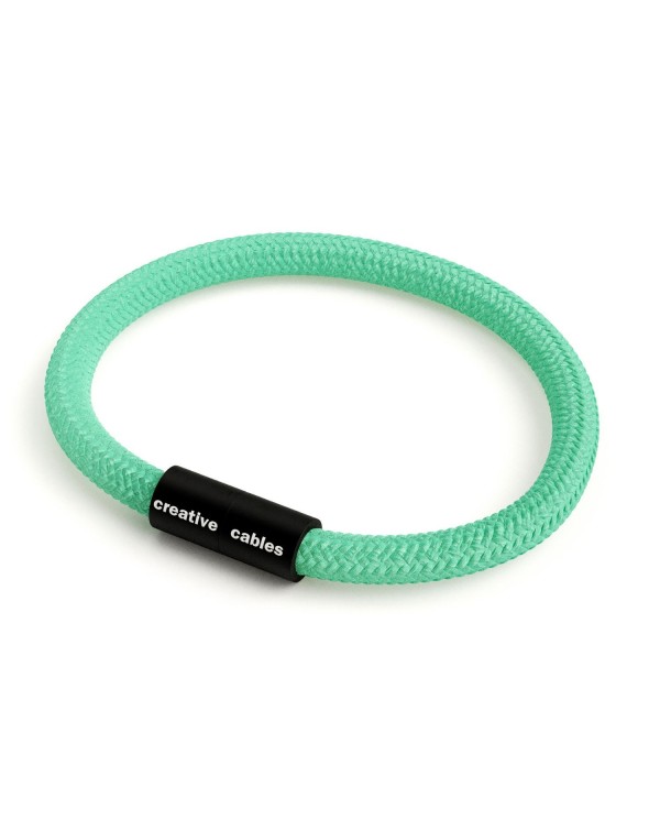 Bracelet avec fermoir magnétique noir mat et câble RH69 (effet soie Opal)