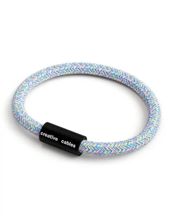 Bracelet avec fermoir magnétique noir mat et câble RX09 (Coton Lollipop)