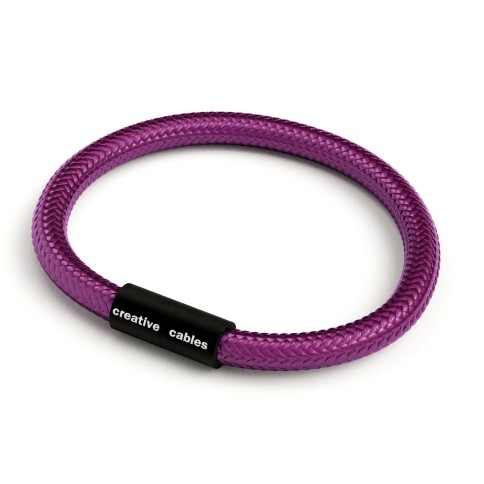 Bracelet avec fermoir magnétique noir mat et câble RM35 (effet soie tissu uni UltraViolet)