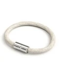 Bracelet avec fermoir magnétique argent mat et câble RN01 (Lin Naturel Neutre)