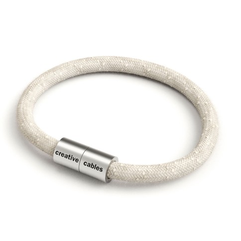 Bracelet avec fermoir magnétique argent mat et câble RN01 (Lin Naturel Neutre)