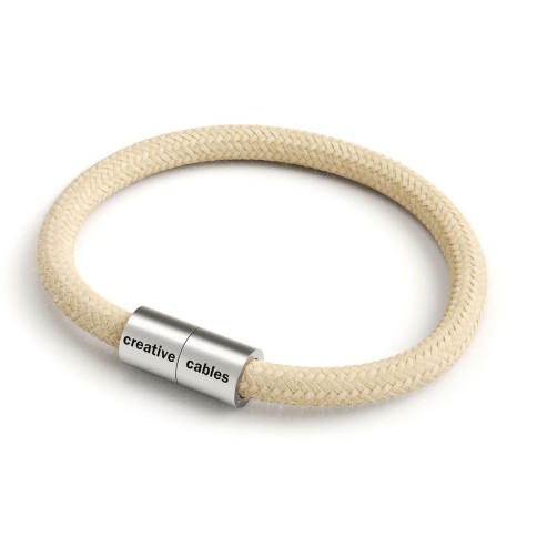 Bracelet avec fermoir magnétique argent mat et câble RN06 (Jute)