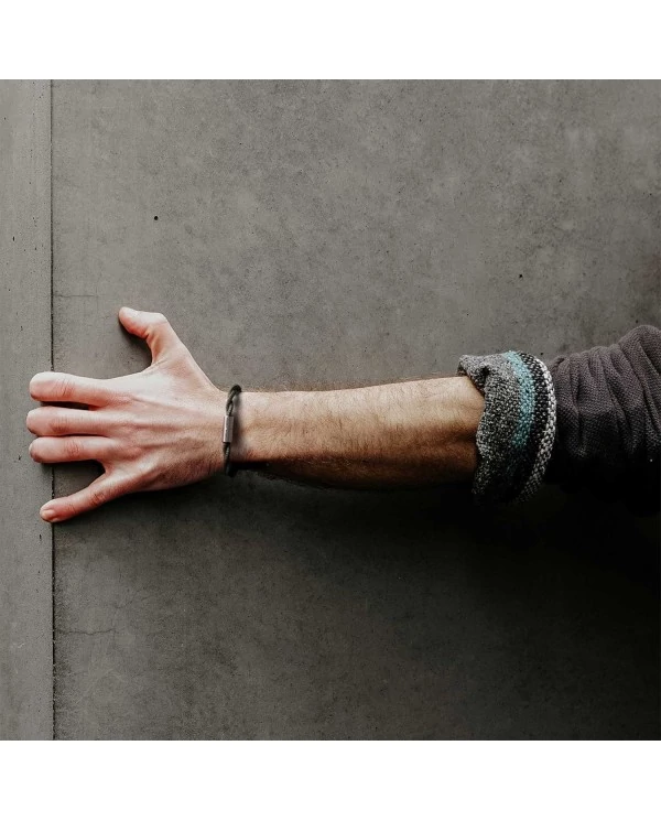 Bracelet avec fermoir magnétique argent mat et câble TC63 (Tissu Uni couleur Vert Gris)