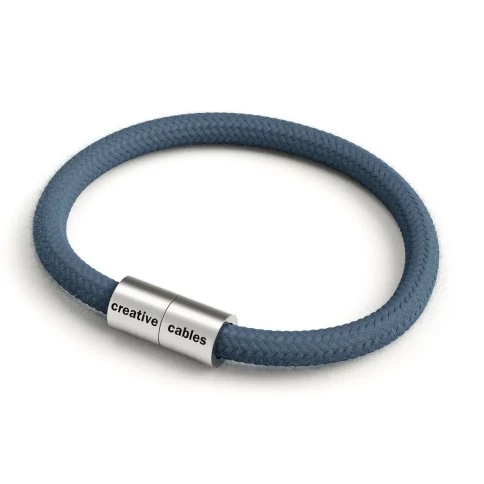 Bracelet avec fermoir magnétique argent mat et câble RC30 (tissu uni Gris-Pierre)