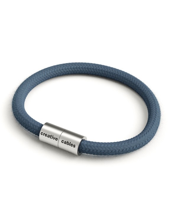 Bracelet avec fermoir magnétique argent mat et câble RC30 (tissu uni Gris-Pierre)