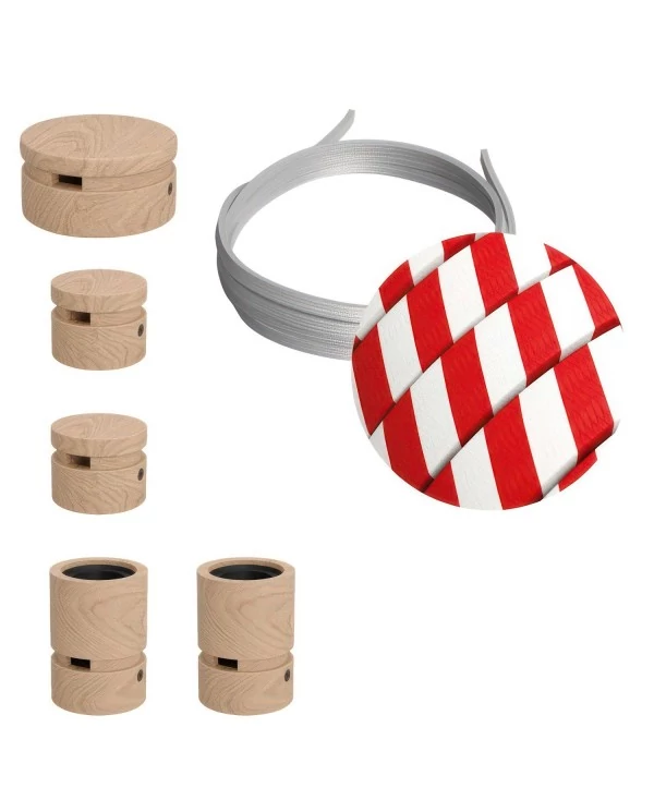 Kit Wiggle Filé system - avec câbles pour guirlande lumineuse de 3 mètres et 5 composants en bois pour intérieur