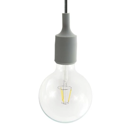 Suspension fabriquée en Italie avec câble textile et finition silicone - Gris