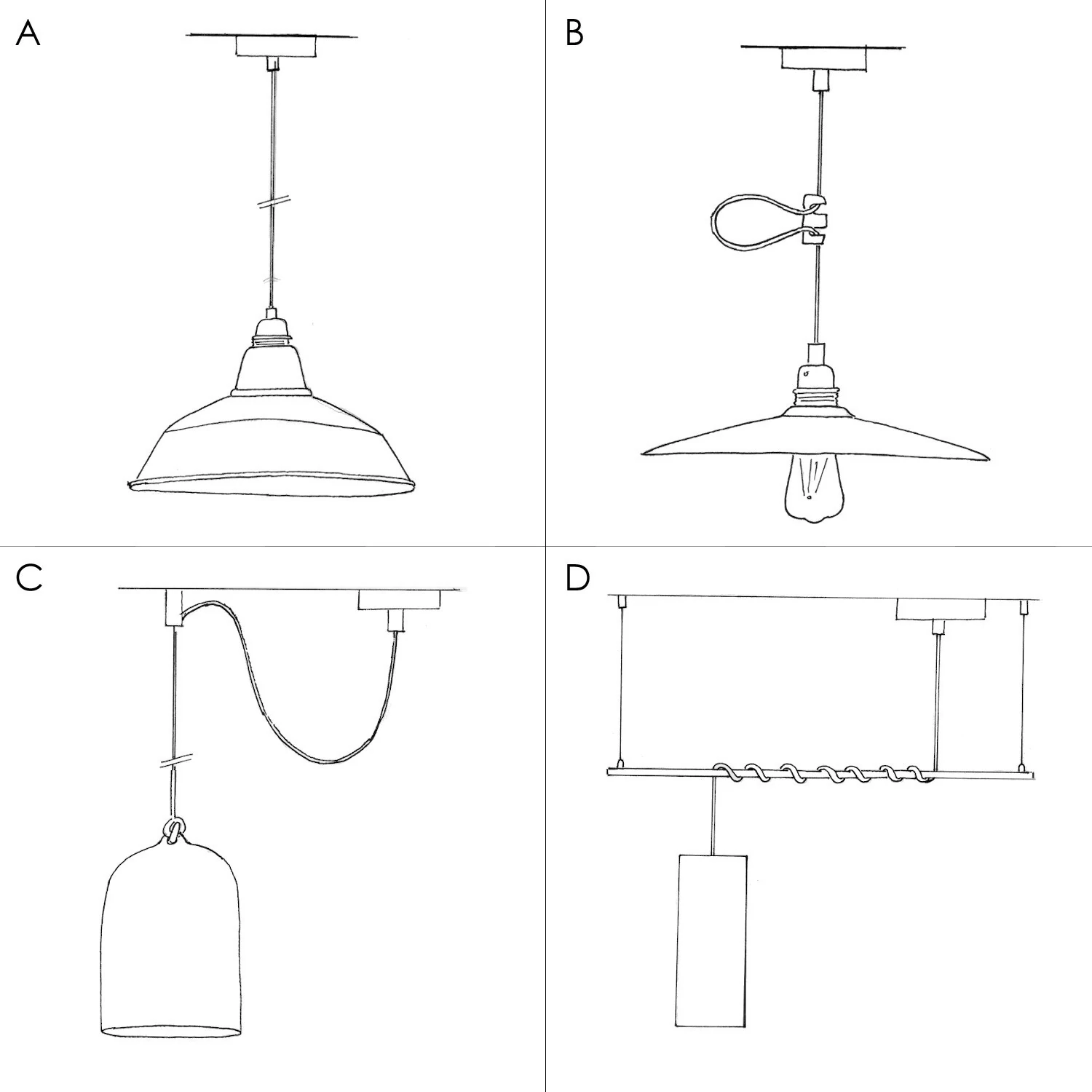 Suspension fabriquée en Italie avec câble textile, abat-jour UFO en bois double face et finition en métal