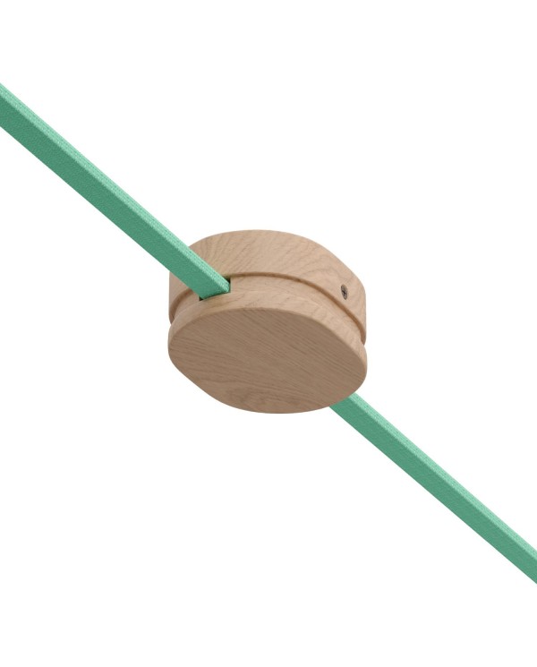 Rosace ovale en bois avec 2 trous latéraux pour le câble plat de guirlande et le système Filé. Fabriqué en Italie