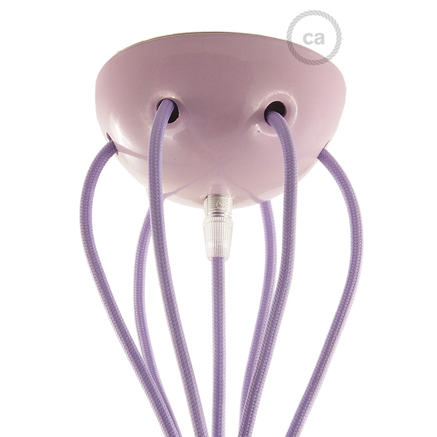 Lampe à suspension multiple avec 6 gouttes Made in Italy, avec câble textile et finitions en céramique colorée