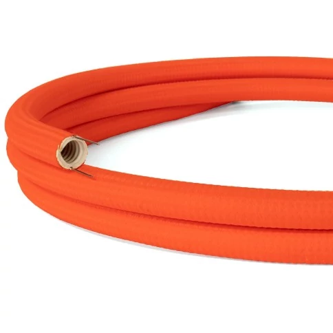 Creative-Tube, diamètre 20 mm, recouvert de tissu RF15 effet soie Orange Fluo de câble malléable