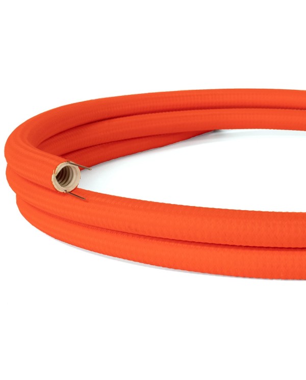 Creative-Tube, diamètre 20 mm, recouvert de tissu RF15 effet soie Orange Fluo de câble malléable