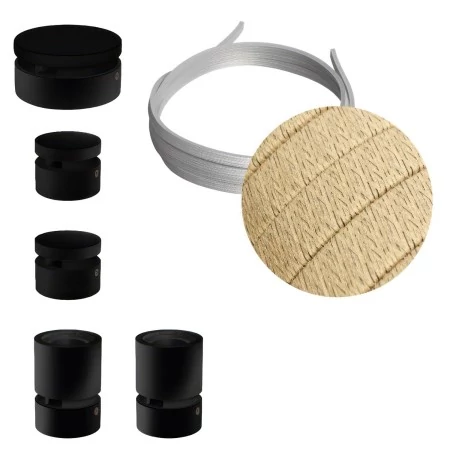 Kit Wiggle Filé system - avec câbles pour guirlande lumineuse de 3 mètres et 5 composants en bois verni noir pour intérieur - CN06