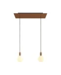 Suspension à 2 bras avec XXL Rose-One rectangulaire 675 mm complète avec câble textile et finitions en métal