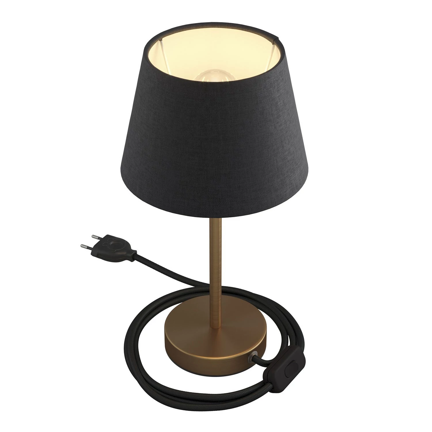 Alzaluce avec abat-jour Impero, lampe de table en métal avec fiche à deux pôles, câble et interrupteur