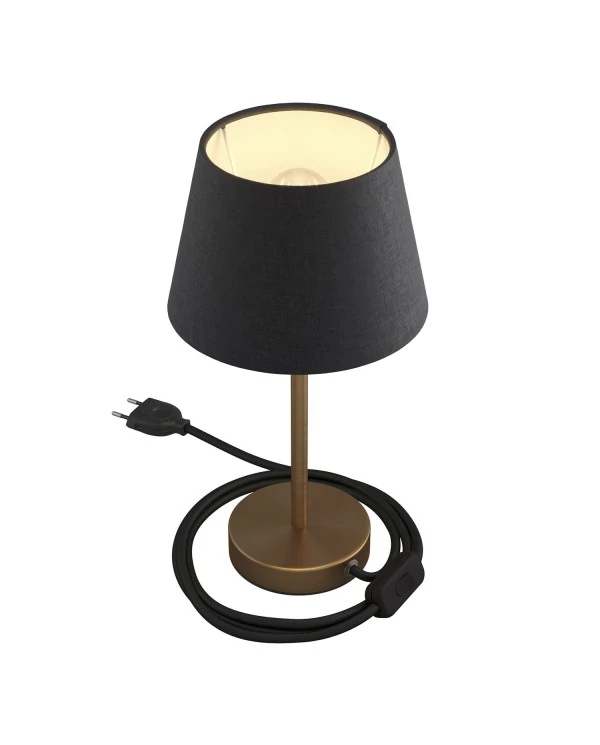 Alzaluce avec abat-jour Impero, lampe de table en métal avec fiche à deux pôles, câble et interrupteur