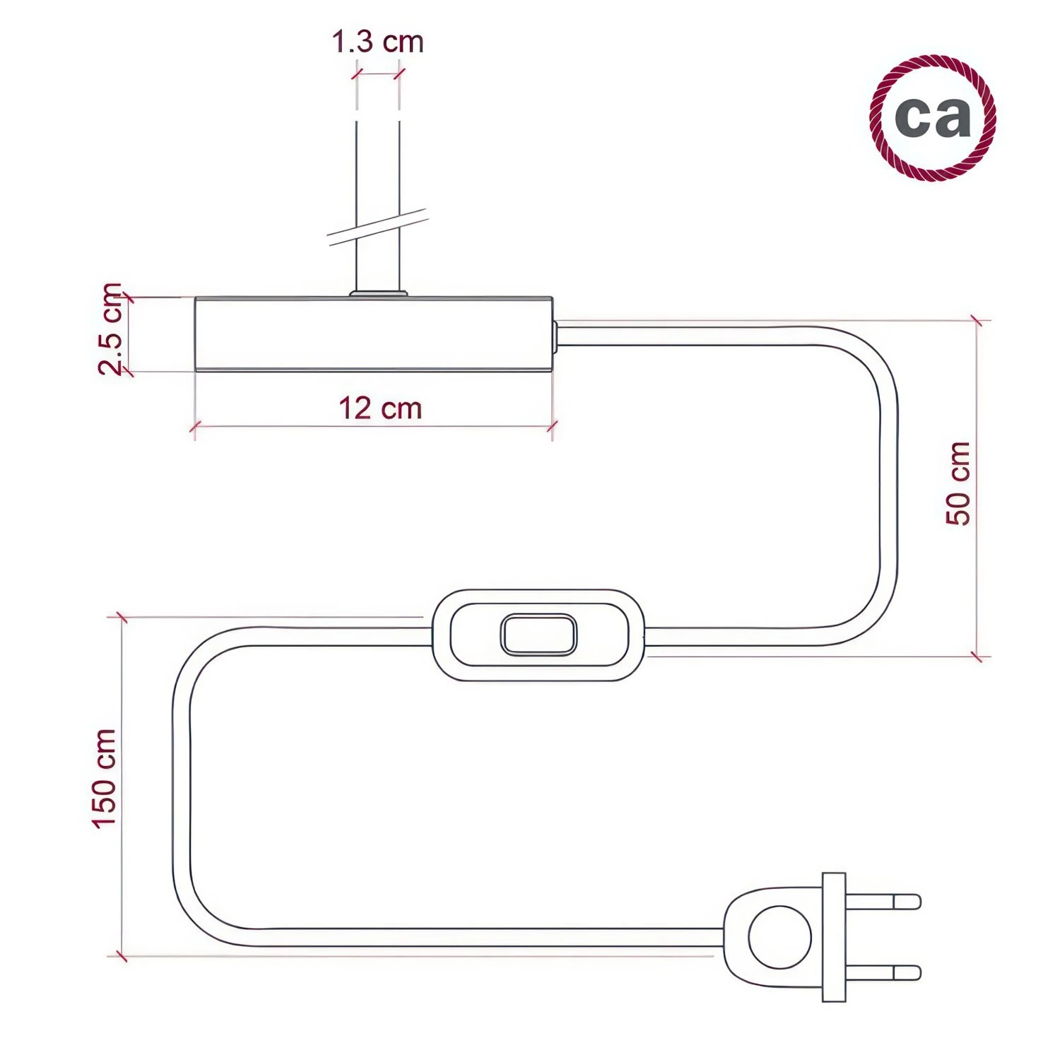 Alzaluce avec abat-jour Impero, lampe de table en métal avec fiche à deux pôles, câble et interrupteur