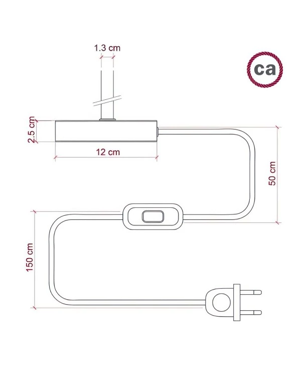 Alzaluce avec abat-jour Impero, lampe de table en métal avec fiche à deux pôles, câble et interrupteur