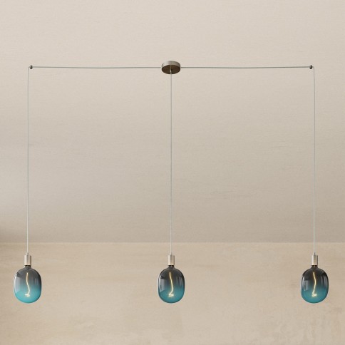 Spider - Lampe suspension multiple 3 bras Made in Italy avec câble textile et finitions en métal