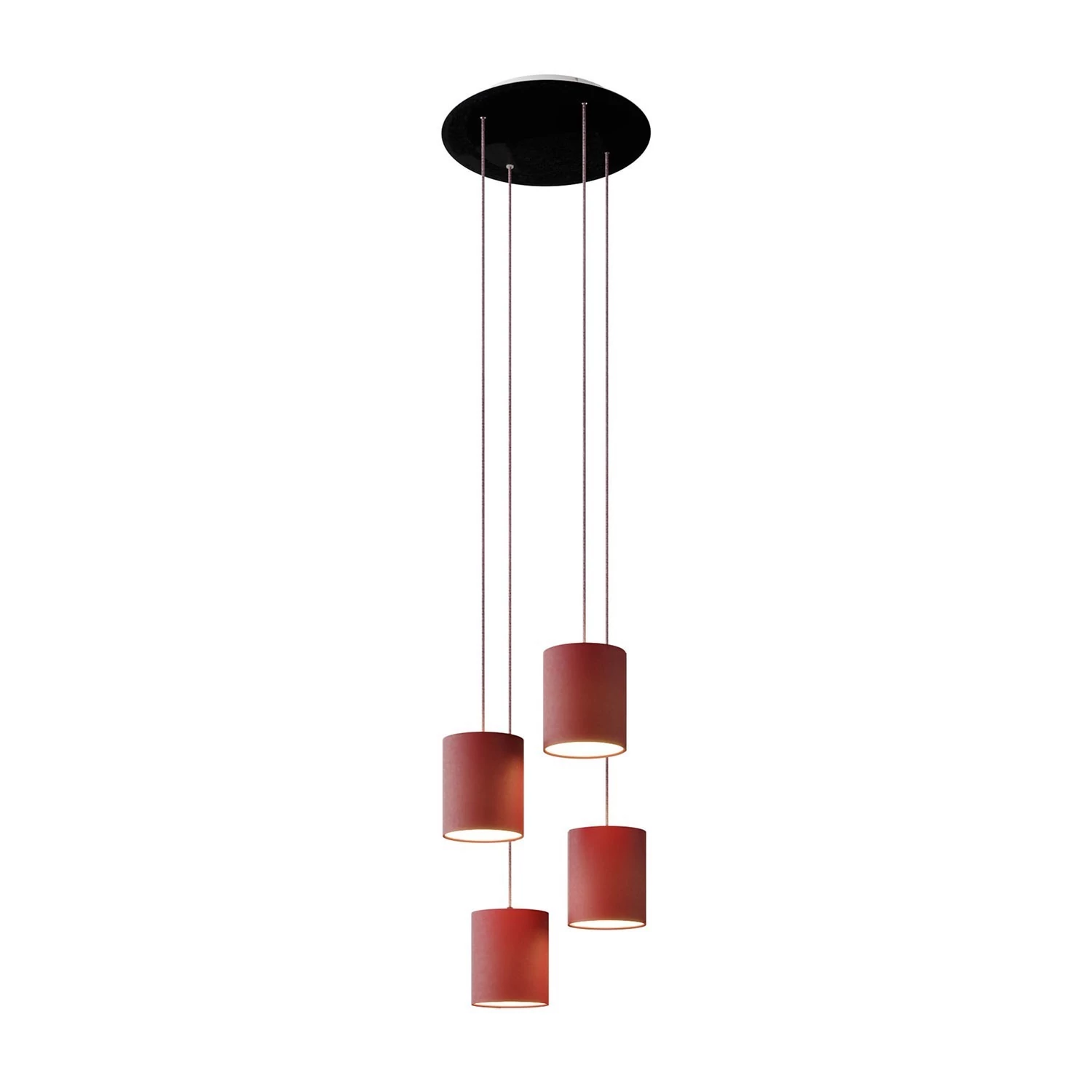 Lampe suspension 4 bras avec Rose-One XXL rond 400 mm avec câble textile et abat-jour en tissu Cylindre