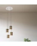 Lampe suspension 4 bras avec Rose-One XXL rond 400 mm avec câble textile et abat-jour en tissu Cylindre