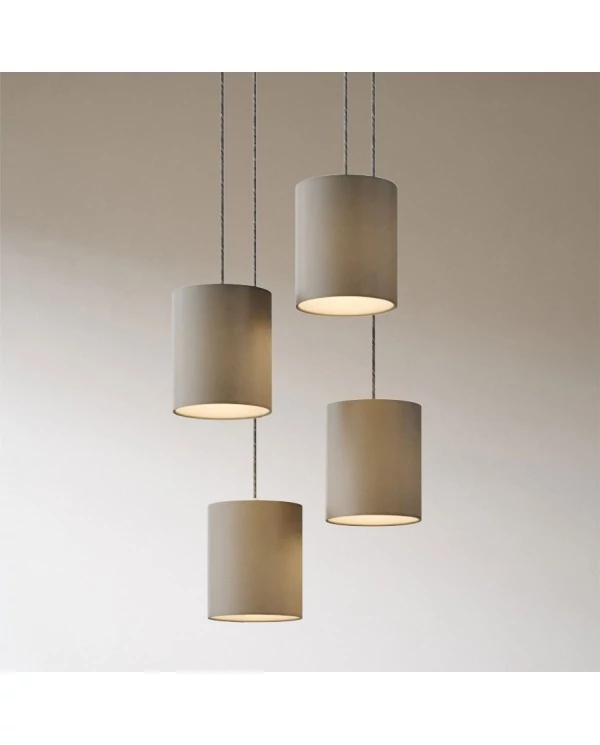 Lampe suspension 4 bras avec Rose-One XXL rond 400 mm avec câble textile et abat-jour en tissu Cylindre