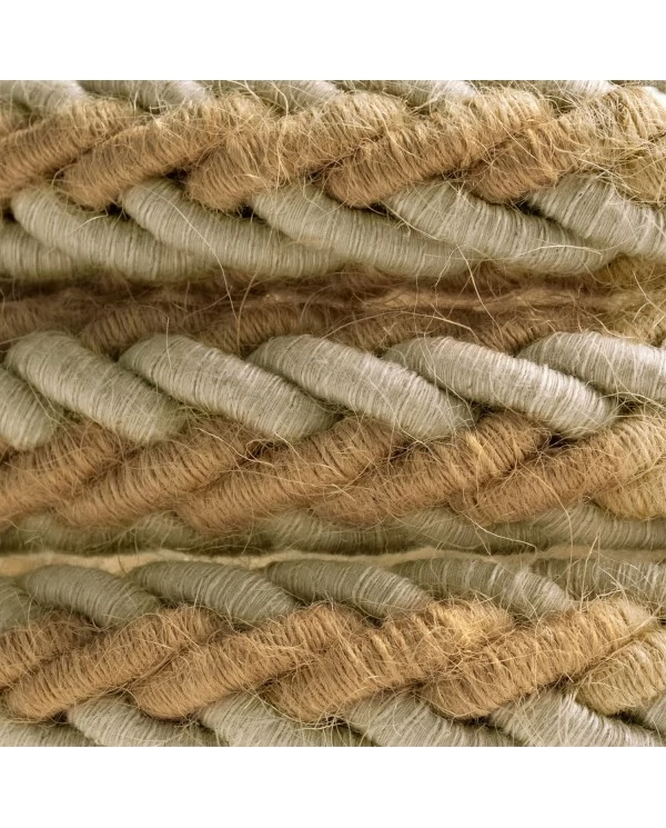 Cordon tressé en jute et lin naturel gris 2XL, câble électrique 2x0,75. Diamètre 24mm