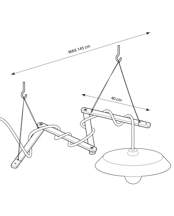 Zigh-Zagh, support de plafond réglable en bois pour lampes à suspension