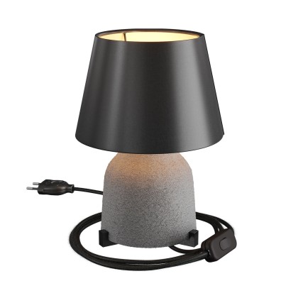 Lampe de table Vaso en céramique avec abat-jour Impero, câble textile, interrupteur et prise bipolaire