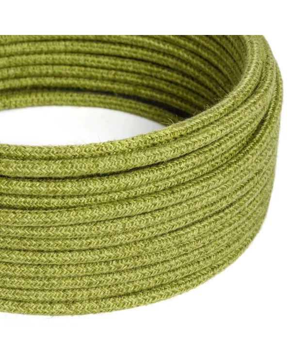 Câble textile Vert foin jute - L'Original Creative-Cables - RN23 rond 2x0,75mm / 3x0,75mm