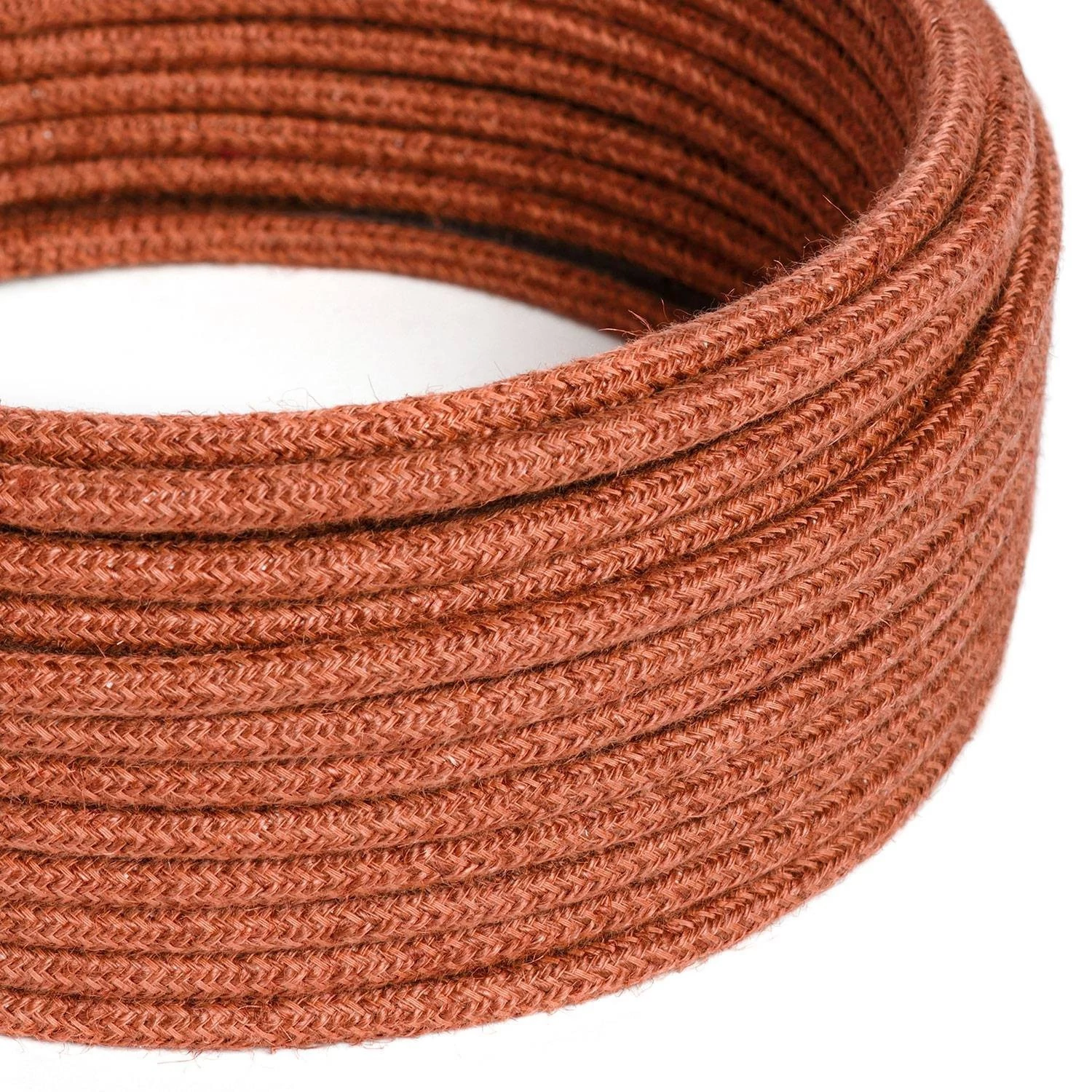 Câble textile Argile orangée jute - L'Original Creative-Cables - RN27 rond 2x0,75mm / 3x0,75mm